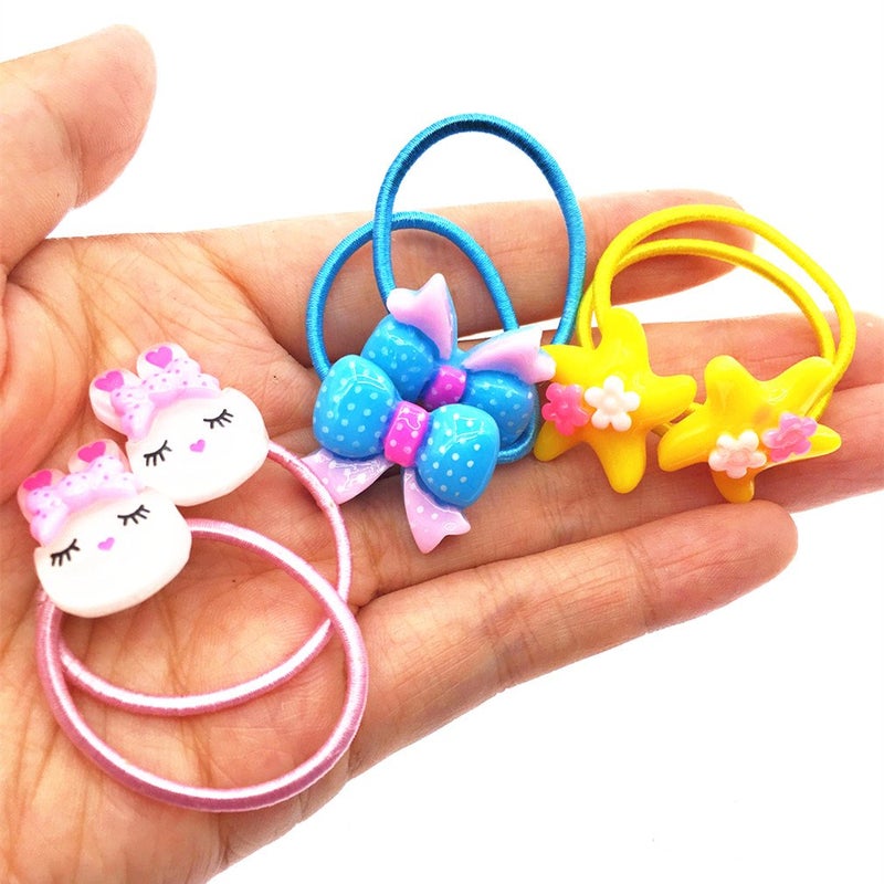 PIDOUDOU 50 Pcs (25 Pairs) Cartoon Elastic Hair Ties Little Girls' Small Ropes Toddlers' Ponytail Holder - Image 3